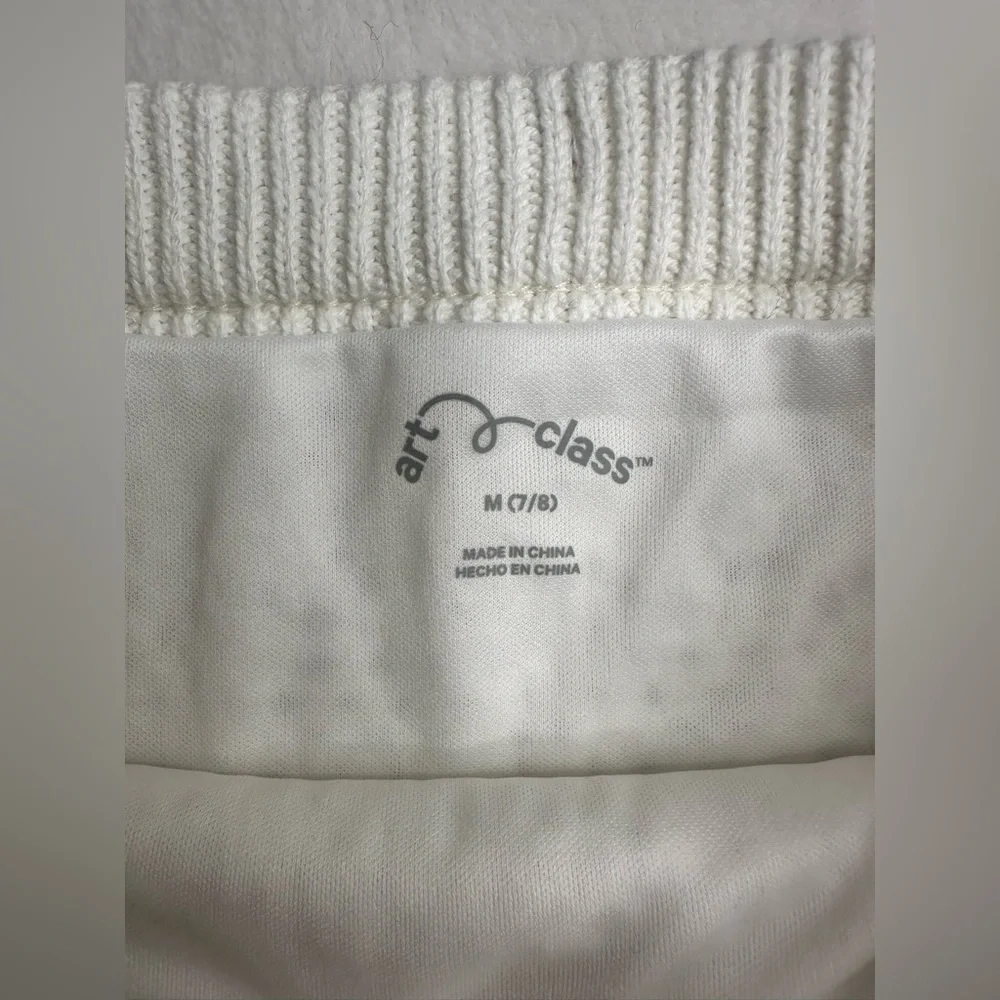 Art Class Sweater Knit Skirt Girls Size Medium 7/8 White Elastic Waist Lined - Picture 7 of 10